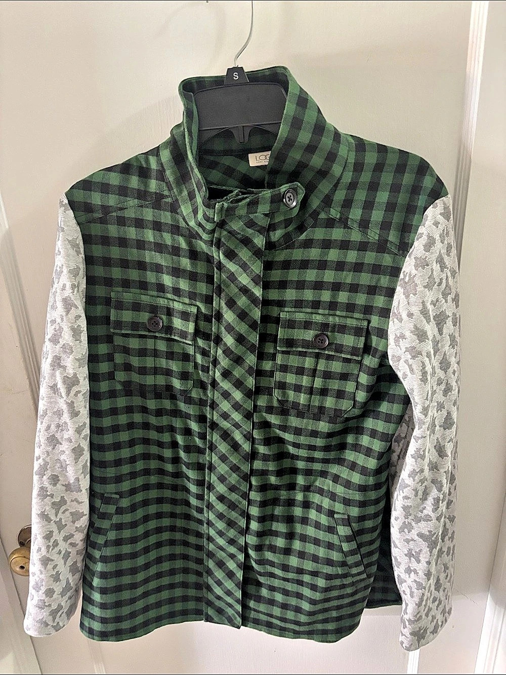Hunter Green Gingham and Animal Print Flannel
